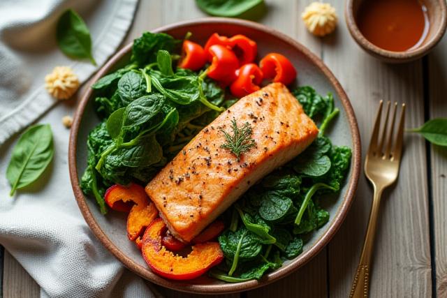 Healthy and colorful meal with fresh vegetables and lean protein