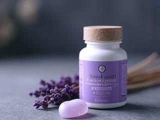 Herbal Sleep Aid capsules with lavender and moonstone.